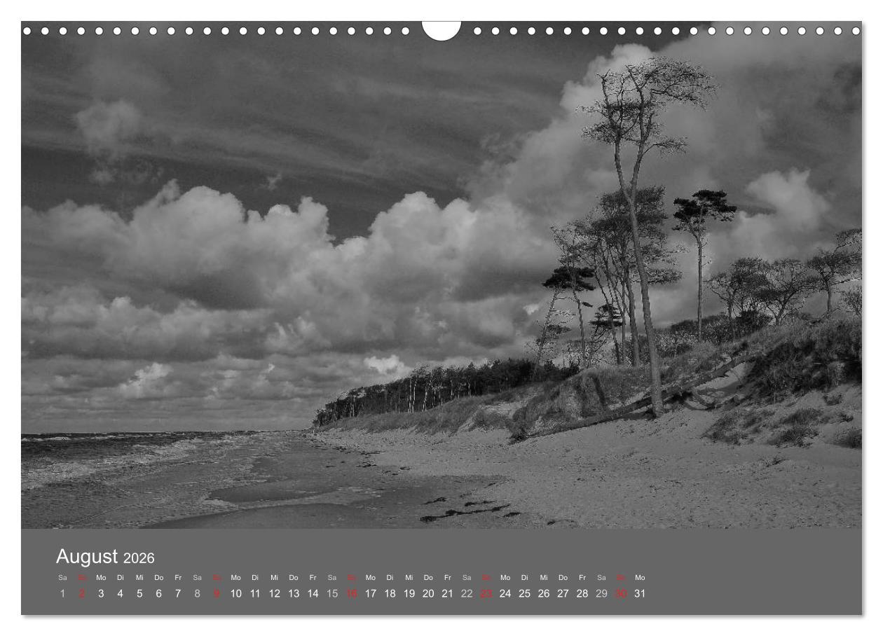 Beispielinhalt (Bild) Ostsee - von schwarz bis weiß (Wandkalender 2026 DIN A3 quer), CALVENDO Monatskalender