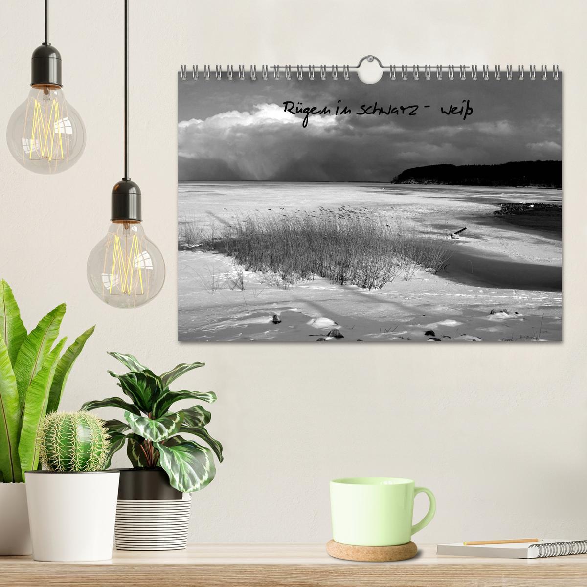 Beispielinhalt (Bild) Rügen in schwarz-weiß (Wandkalender 2026 DIN A4 quer), CALVENDO Monatskalender