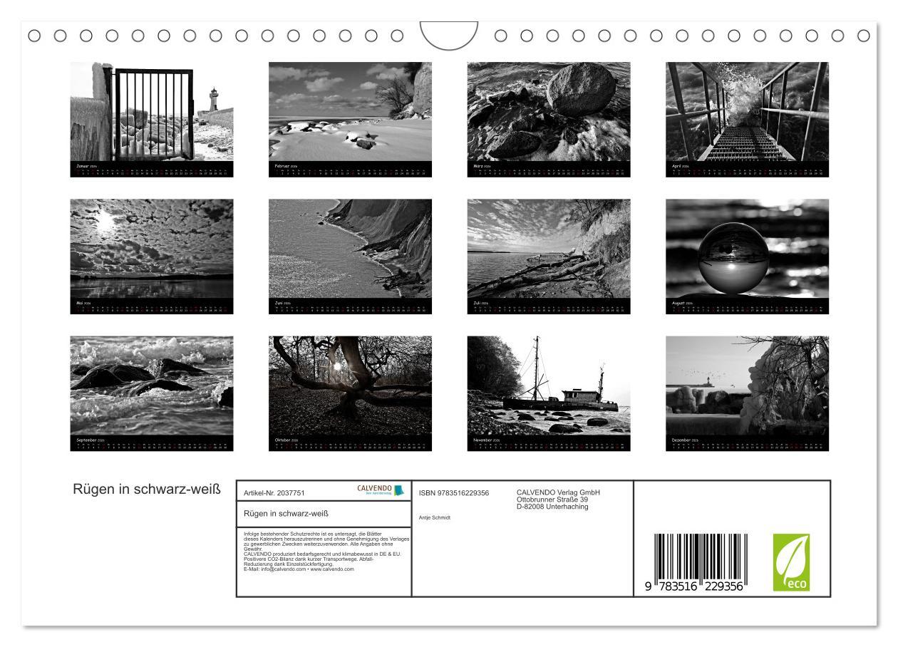 Beispielinhalt (Bild) Rügen in schwarz-weiß (Wandkalender 2026 DIN A4 quer), CALVENDO Monatskalender