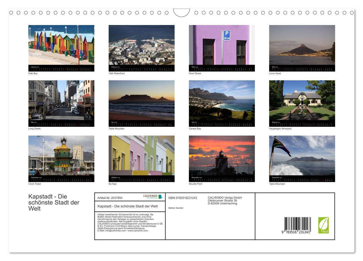 Beispielinhalt (Bild) Kapstadt - Die schönste Stadt der Welt (Wandkalender 2026 DIN A3 quer), CALVENDO Monatskalender