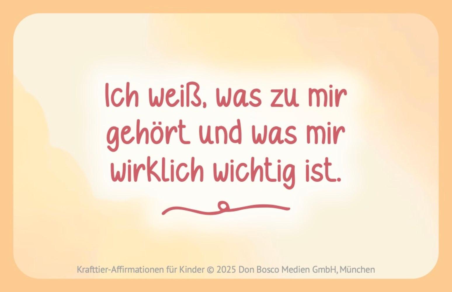 Beispielinhalt (Bild) Krafttier-Affirmationen für Kinder