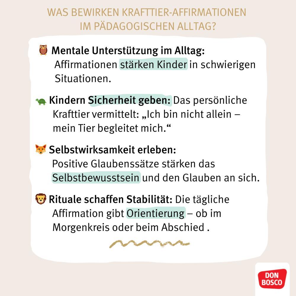 Beispielinhalt (Bild) Krafttier-Affirmationen für Kinder