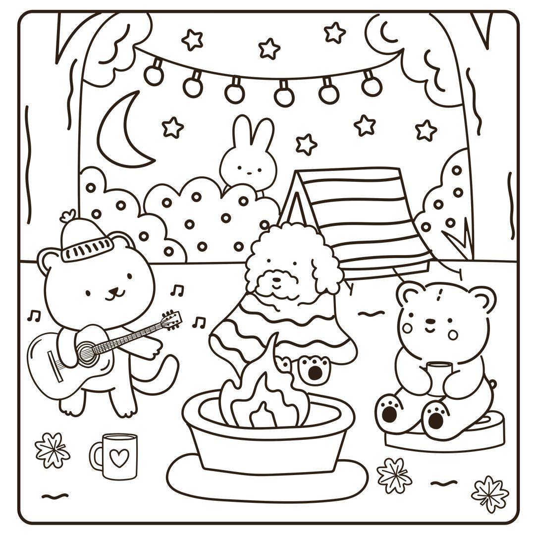 Beispielinhalt (Bild) Cosy Coloring Ausmalset - Einfach niedlich ausmalen