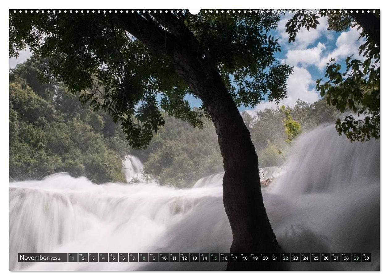 Beispielinhalt (Bild) Wasserfälle der Welt 2026 (hochwertiger Premium Wandkalender 2026 DIN A2 quer), Kunstdruck in Hochglanz
