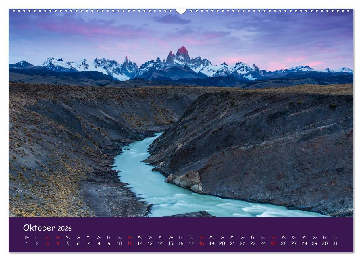 Beispielinhalt (Bild) Patagonien 2026 - Traumziel in den Anden (hochwertiger Premium Wandkalender 2026 DIN A2 quer), Kunstdruck in Hochglanz