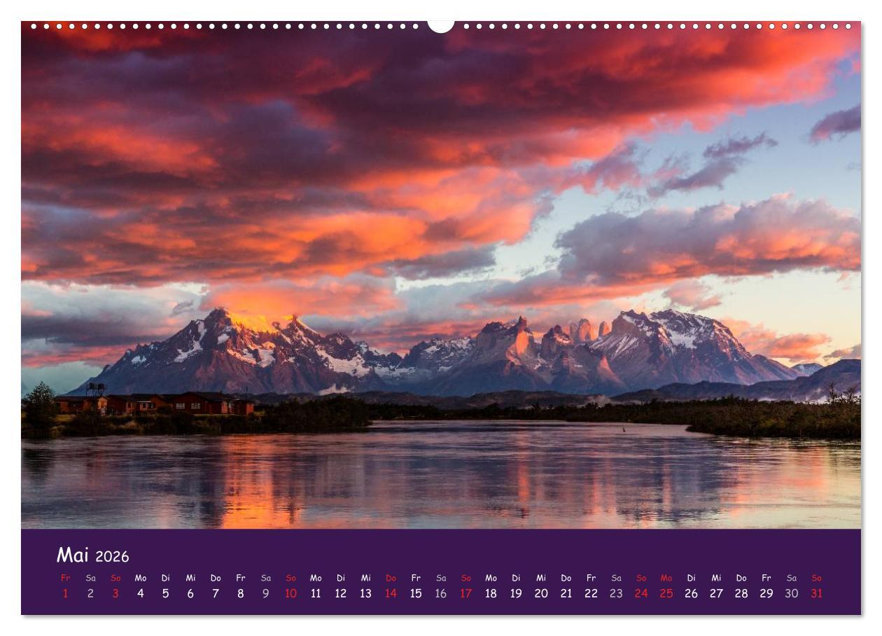 Beispielinhalt (Bild) Patagonien 2026 - Traumziel in den Anden (hochwertiger Premium Wandkalender 2026 DIN A2 quer), Kunstdruck in Hochglanz