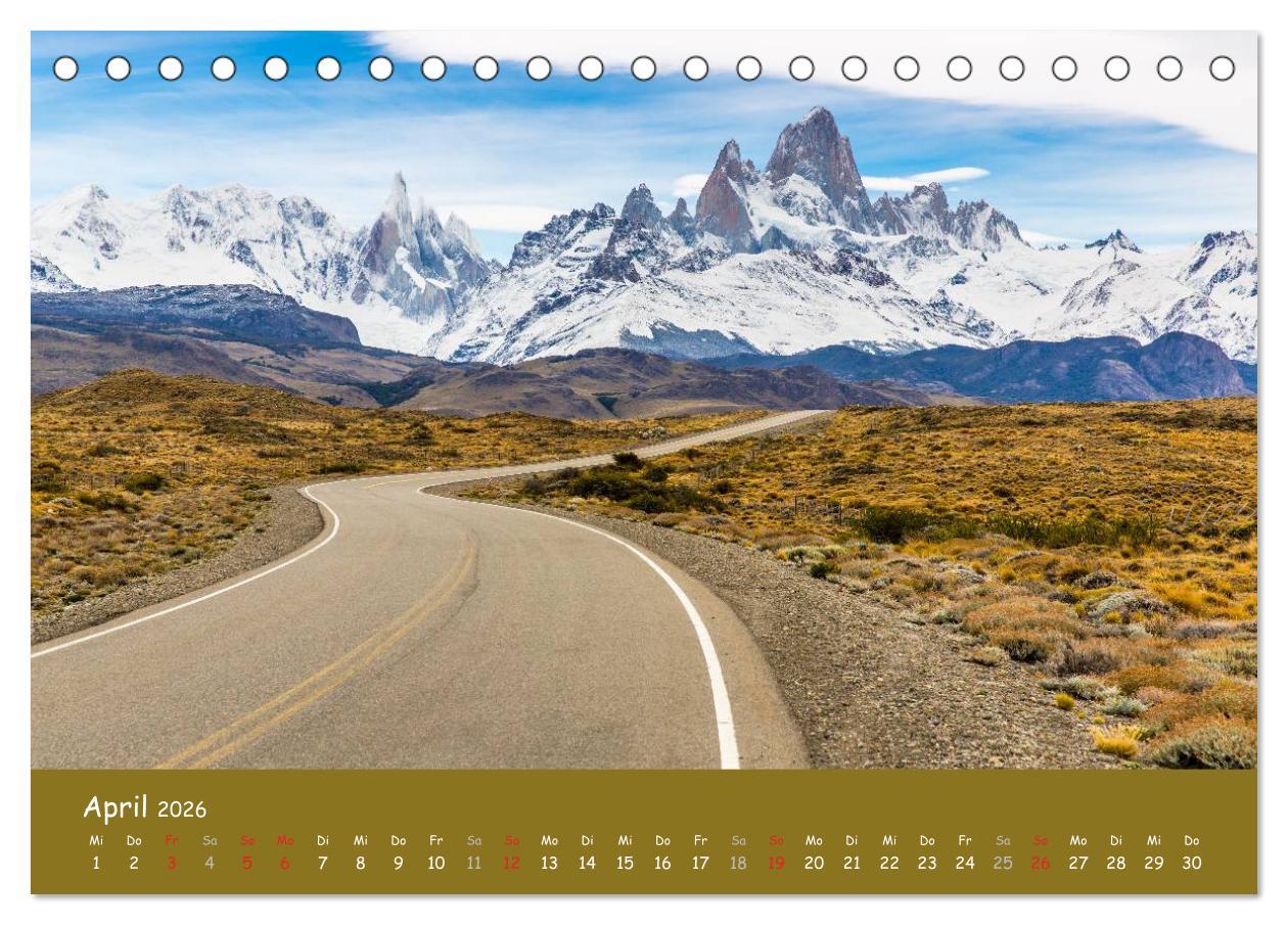 Beispielinhalt (Bild) Patagonien 2026 - Traumziel in den Anden (Tischkalender 2026 DIN A5 quer), CALVENDO Monatskalender