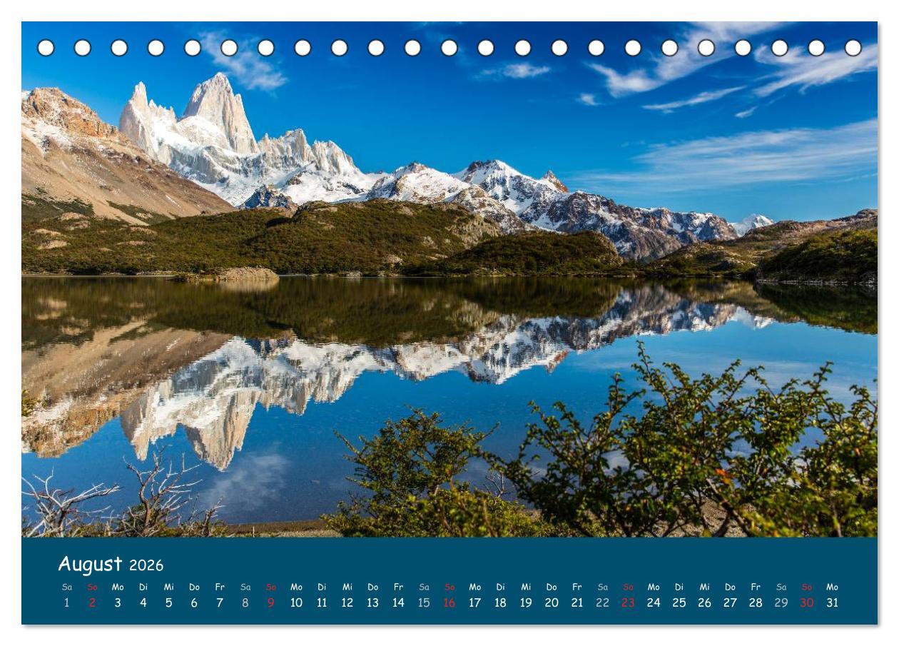 Beispielinhalt (Bild) Patagonien 2026 - Traumziel in den Anden (Tischkalender 2026 DIN A5 quer), CALVENDO Monatskalender