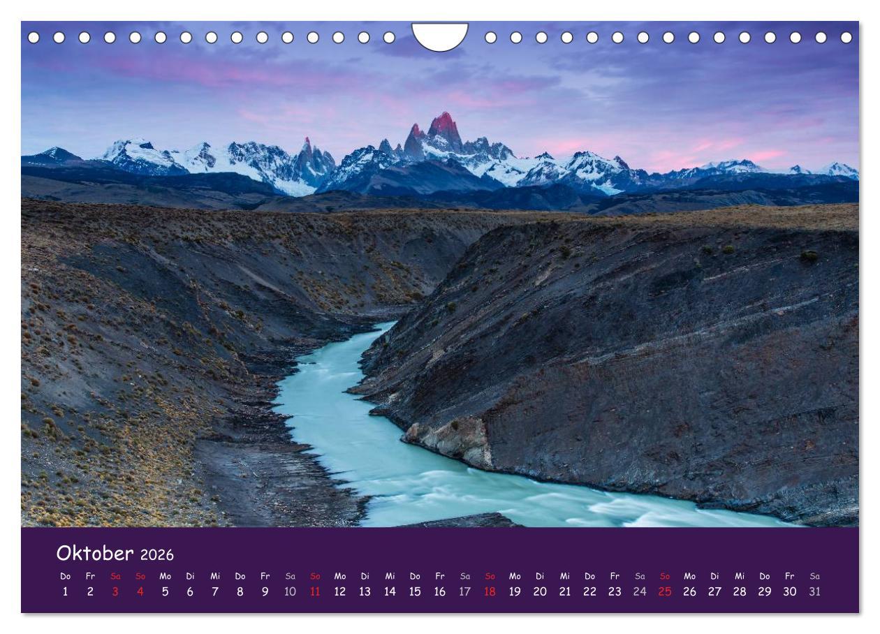 Beispielinhalt (Bild) Patagonien 2026 - Traumziel in den Anden (Wandkalender 2026 DIN A4 quer), CALVENDO Monatskalender