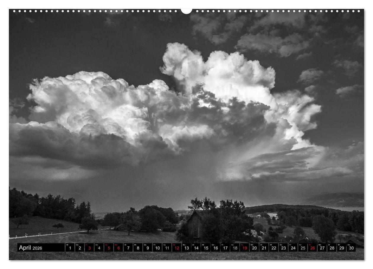 Beispielinhalt (Bild) Stille Momente in Schwarz-Weiss (hochwertiger Premium Wandkalender 2026 DIN A2 quer), Kunstdruck in Hochglanz