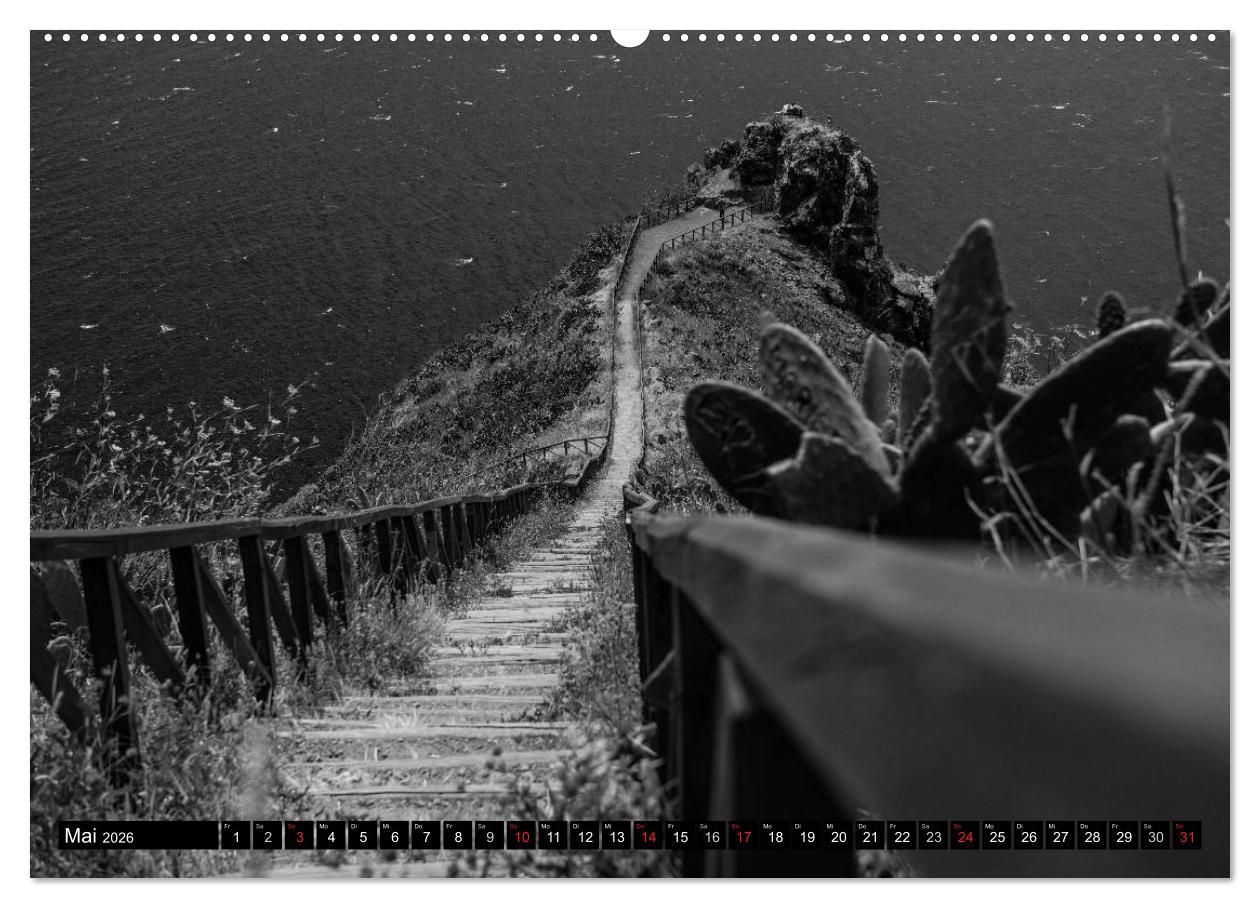 Beispielinhalt (Bild) Stille Momente in Schwarz-Weiss (hochwertiger Premium Wandkalender 2026 DIN A2 quer), Kunstdruck in Hochglanz