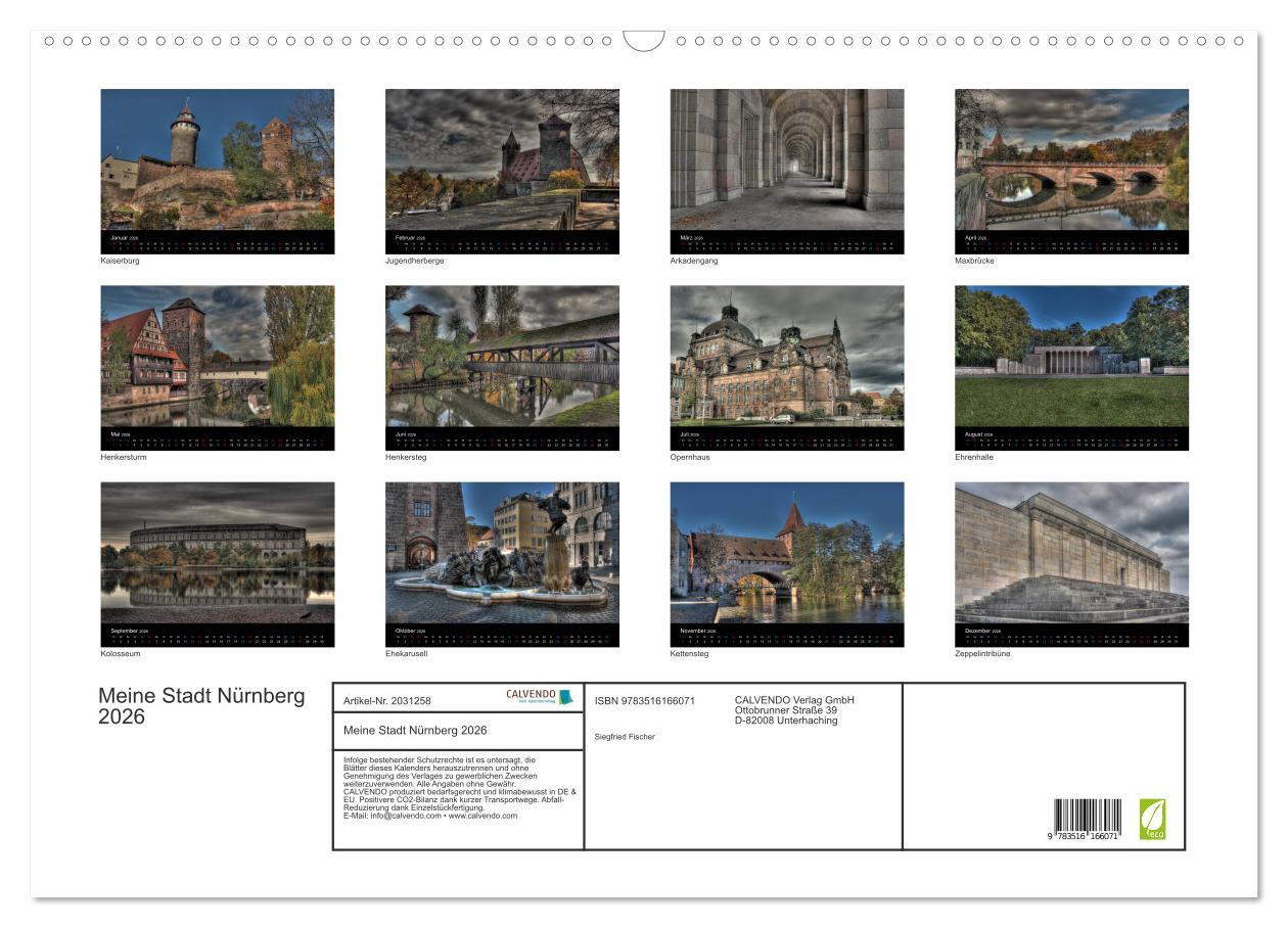 Beispielinhalt (Bild) Meine Stadt Nürnberg 2026 (Wandkalender 2026 DIN A2 quer), CALVENDO Monatskalender