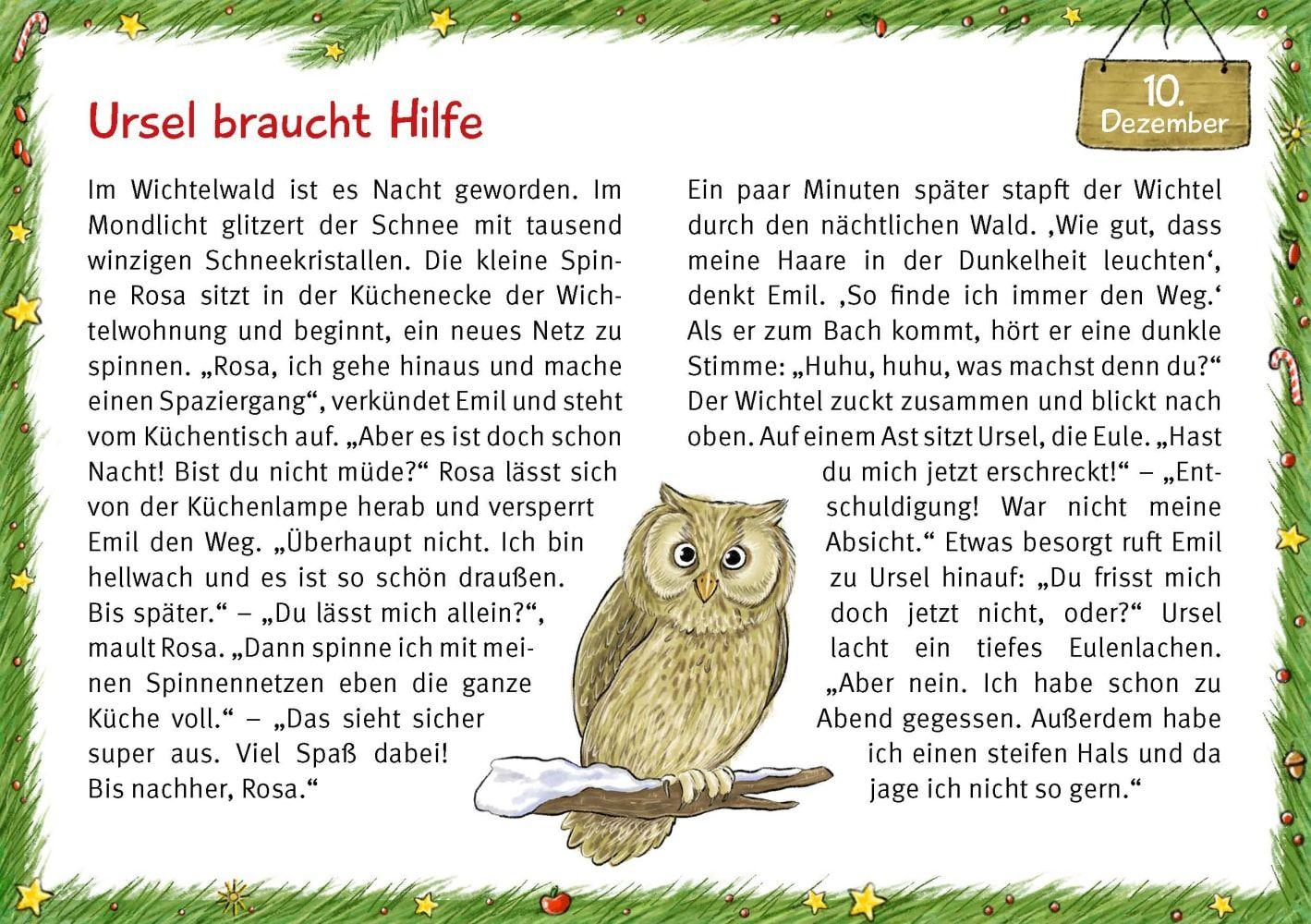 Beispielinhalt (Bild) Wichtel Emil und die Waldtiere. 24 Geschichten zum Vorlesen im Advent. Für Kinder von 3 bis 6