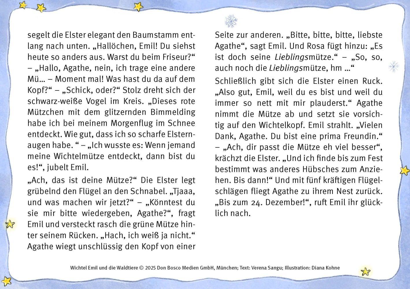 Beispielinhalt (Bild) Wichtel Emil und die Waldtiere. 24 Geschichten zum Vorlesen im Advent. Für Kinder von 3 bis 6