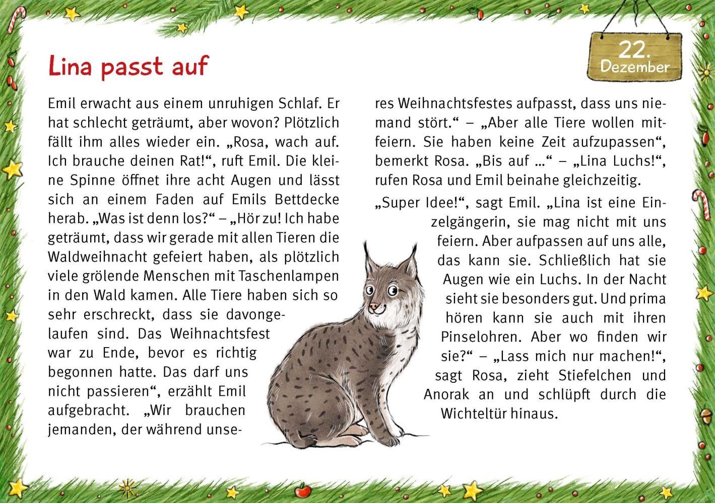 Beispielinhalt (Bild) Wichtel Emil und die Waldtiere. 24 Geschichten zum Vorlesen im Advent. Für Kinder von 3 bis 6