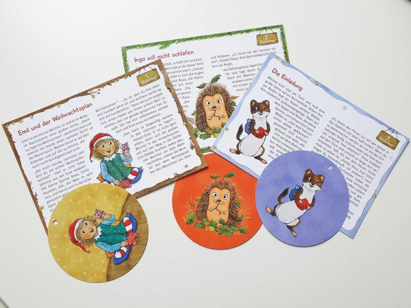 Beispielinhalt (Bild) Wichtel Emil und die Waldtiere. 24 Geschichten zum Vorlesen im Advent. Für Kinder von 3 bis 6