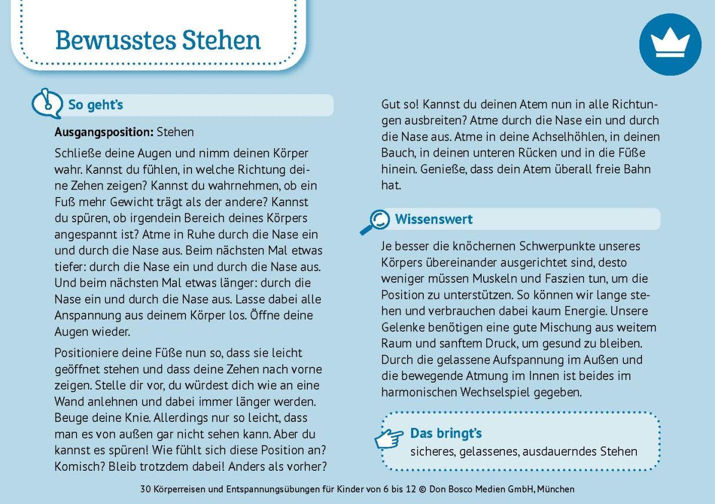 Beispielinhalt (Bild) 30 Körperreisen und Entspannungsübungen für Kinder von 6 bis 12