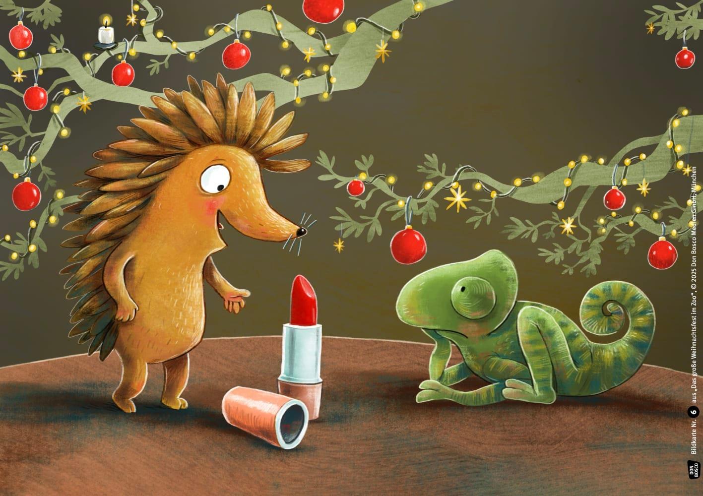 Beispielinhalt (Bild) Das große Weihnachtsfest im Zoo. Kamishibai Bildkartenset