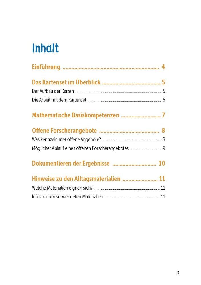 Beispielinhalt (Bild) Mengen, Zahlen, Formen mit Alltagsmaterialien erforschen