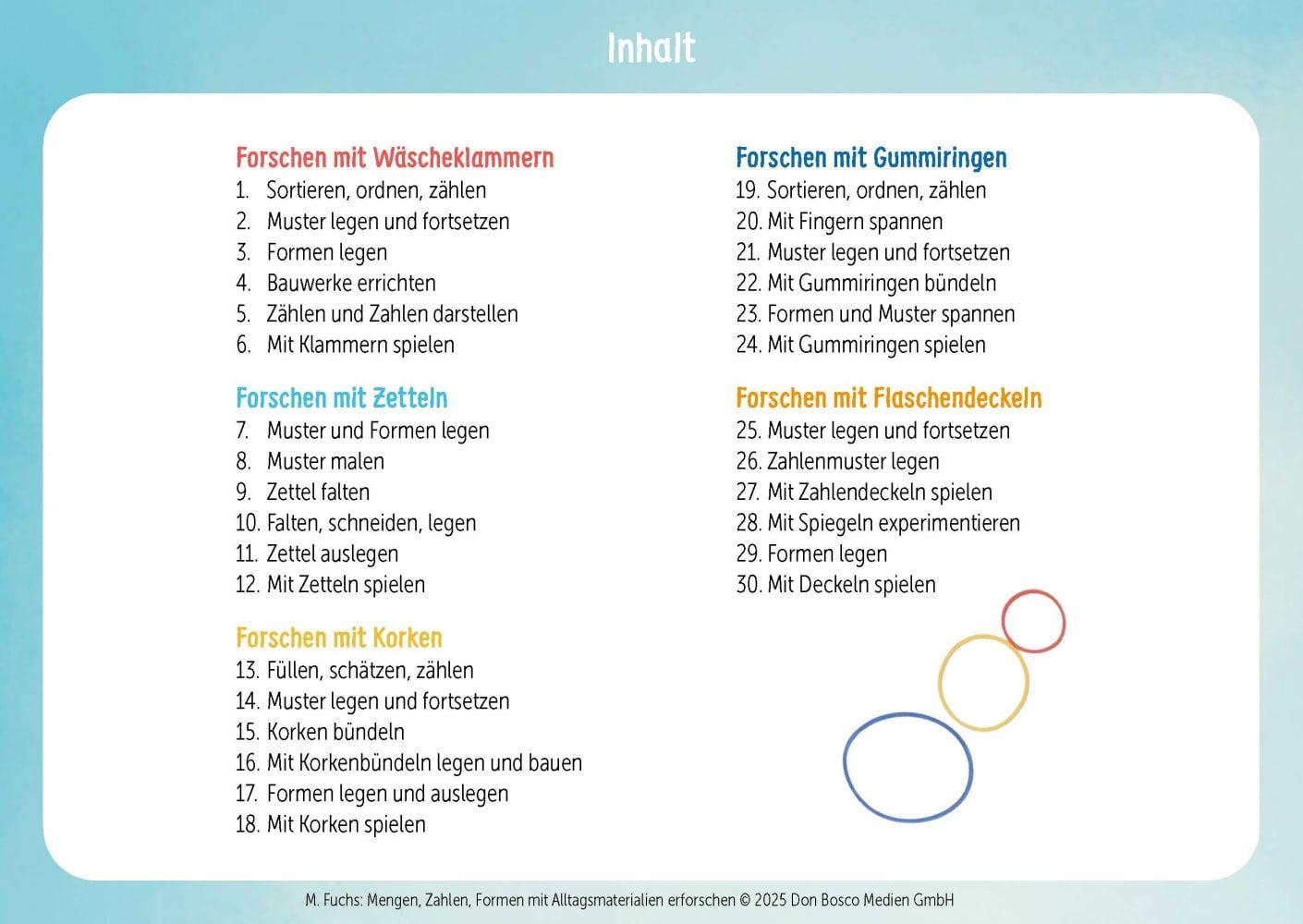 Beispielinhalt (Bild) Mengen, Zahlen, Formen mit Alltagsmaterialien erforschen