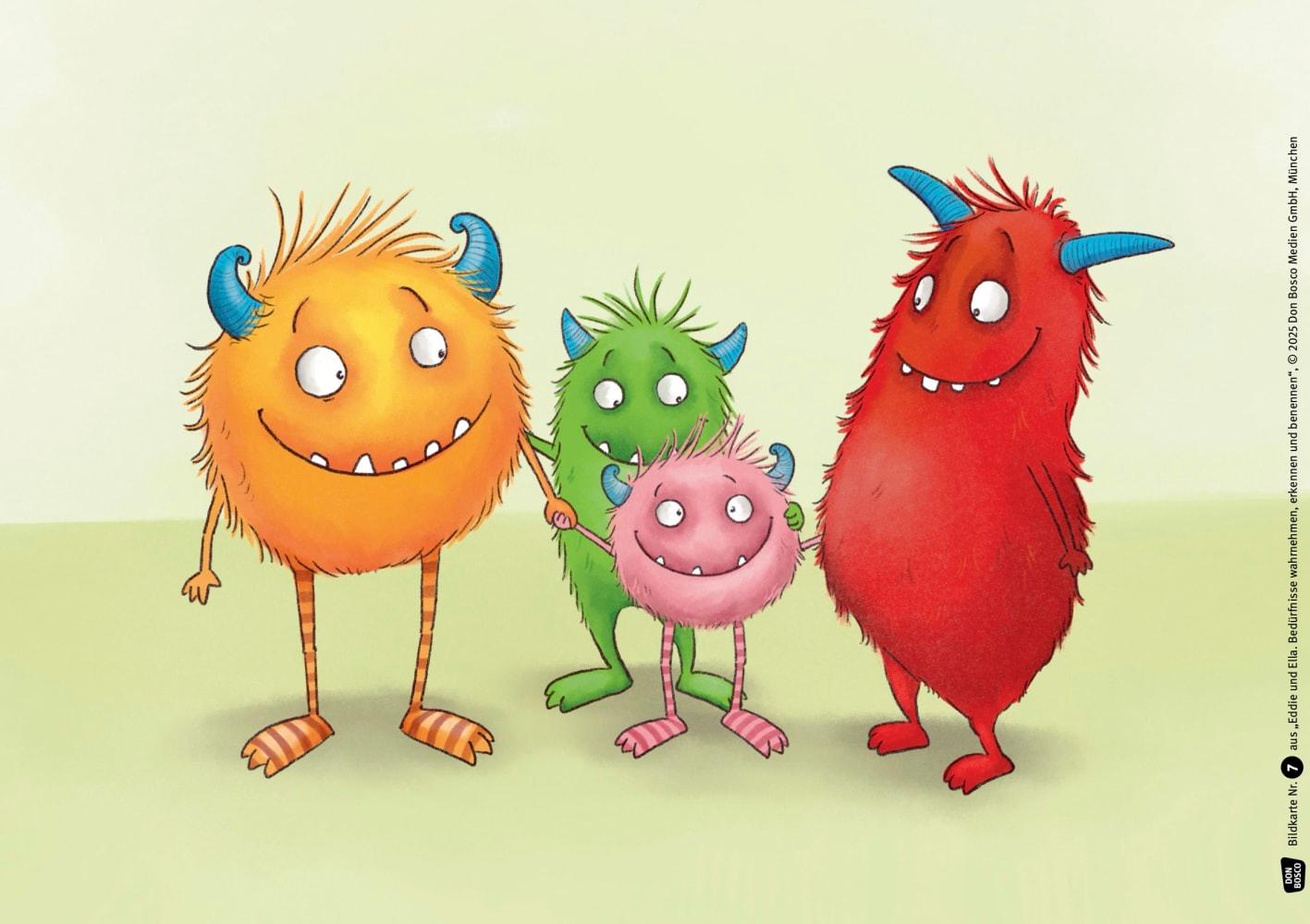 Beispielinhalt (Bild) Eddie und Ella. Bedürfnisse wahrnehmen, erkennen und benennen. Kamishibai Bildkartenset