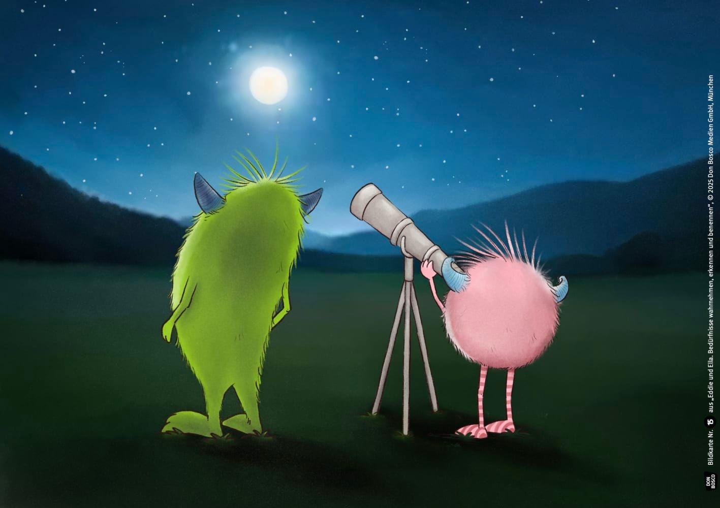 Beispielinhalt (Bild) Eddie und Ella. Bedürfnisse wahrnehmen, erkennen und benennen. Kamishibai Bildkartenset