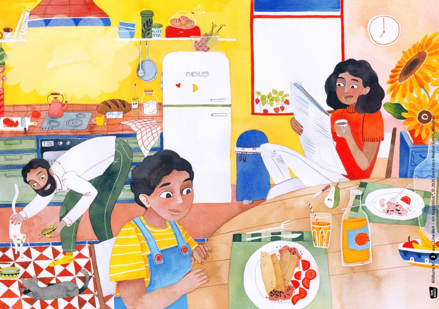 Beispielinhalt (Bild) Eine Welt - ein Augenblick. Kamishibai Bildkartenset