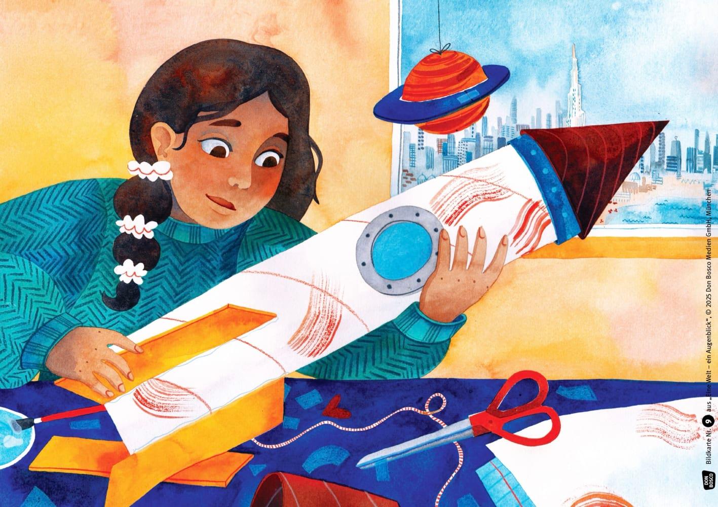 Beispielinhalt (Bild) Eine Welt - ein Augenblick. Kamishibai Bildkartenset