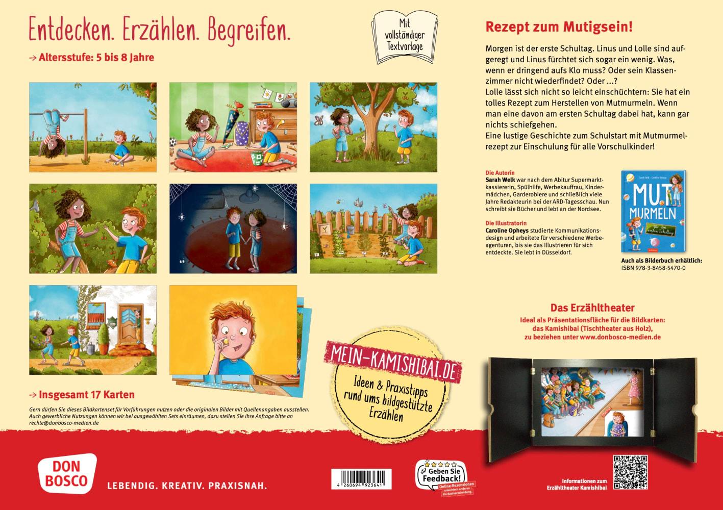 Beispielinhalt (Bild) Mutmurmeln für den ersten Schultag. Kamishibai Bildkartenset