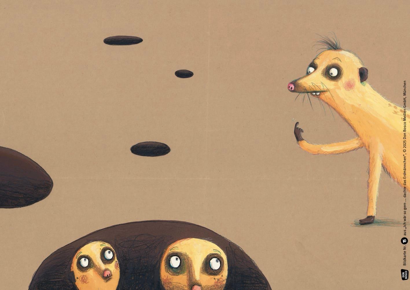 Beispielinhalt (Bild) Ich wär so gern ... dachte das Erdmännchen. Kamishibai Bildkartenset