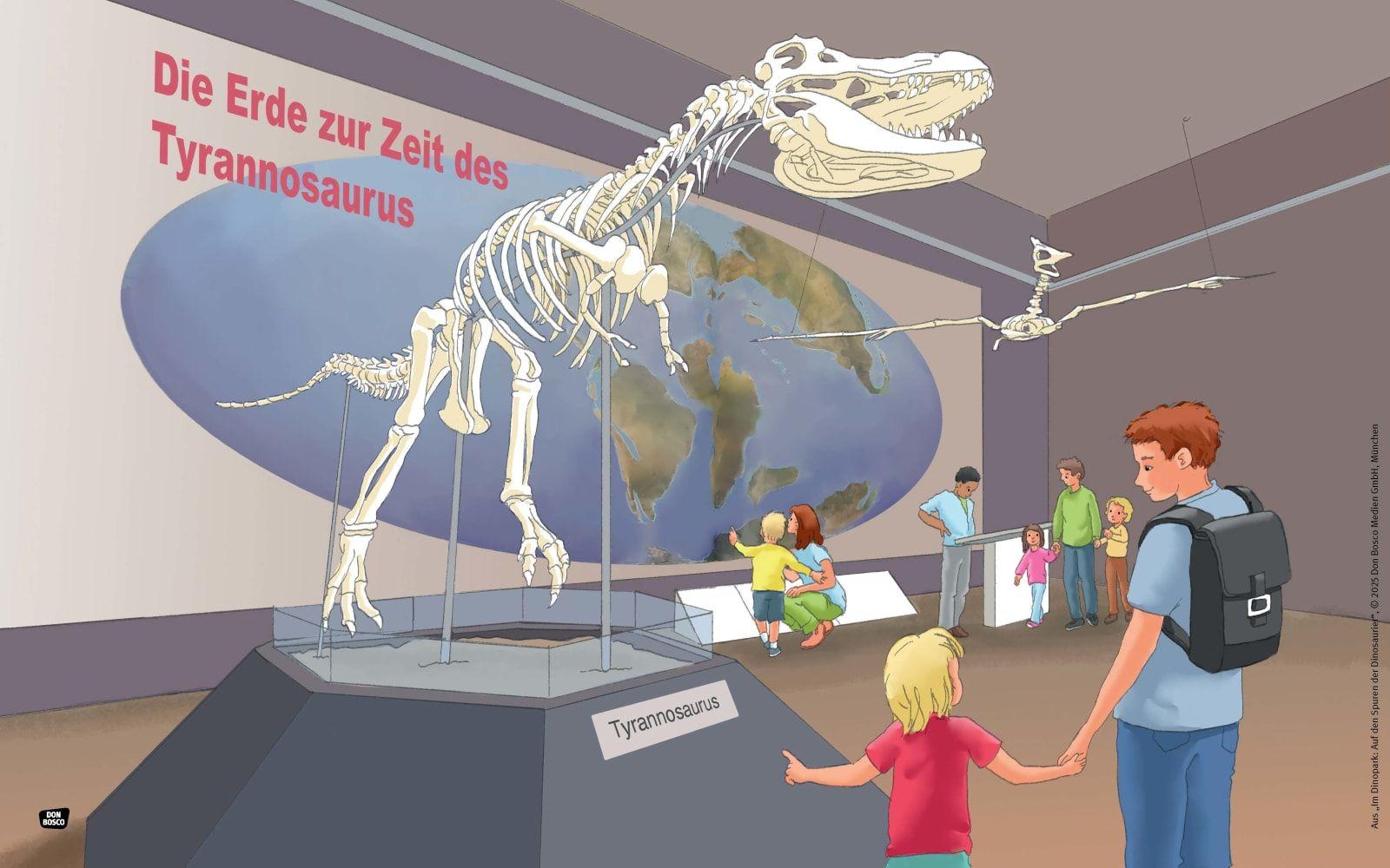 Beispielinhalt (Bild) Im Dinopark: Auf den Spuren der Dinosaurier. Kamishibai Bildkartenset