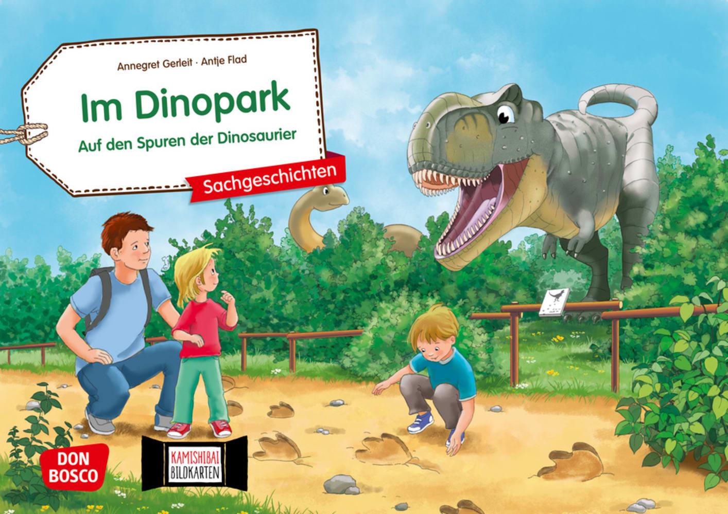 Vorderes Coverbild Im Dinopark: Auf den Spuren der Dinosaurier. Kamishibai Bildkartenset