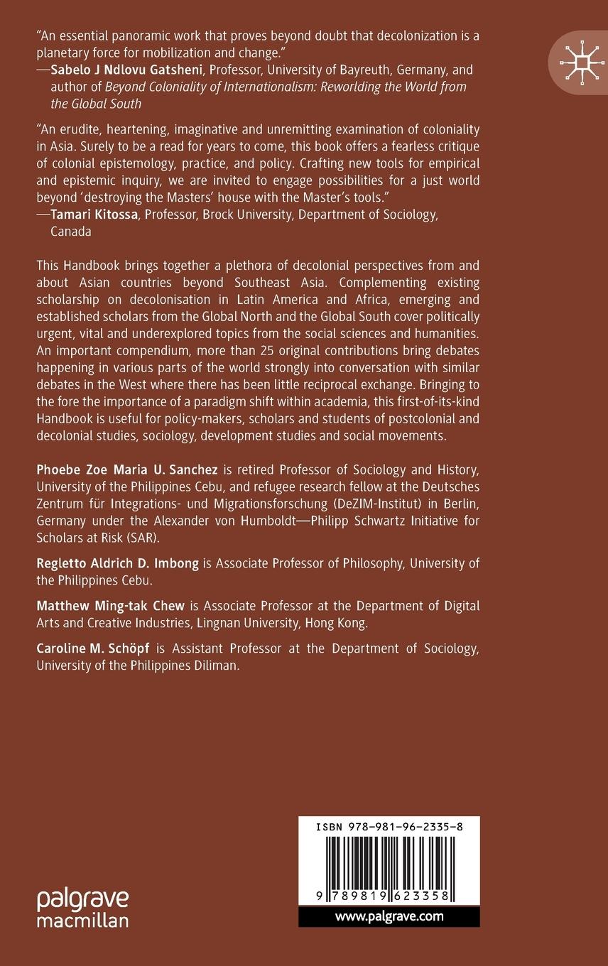 Rückseitencover The Palgrave Handbook on Decoloniality in Asia