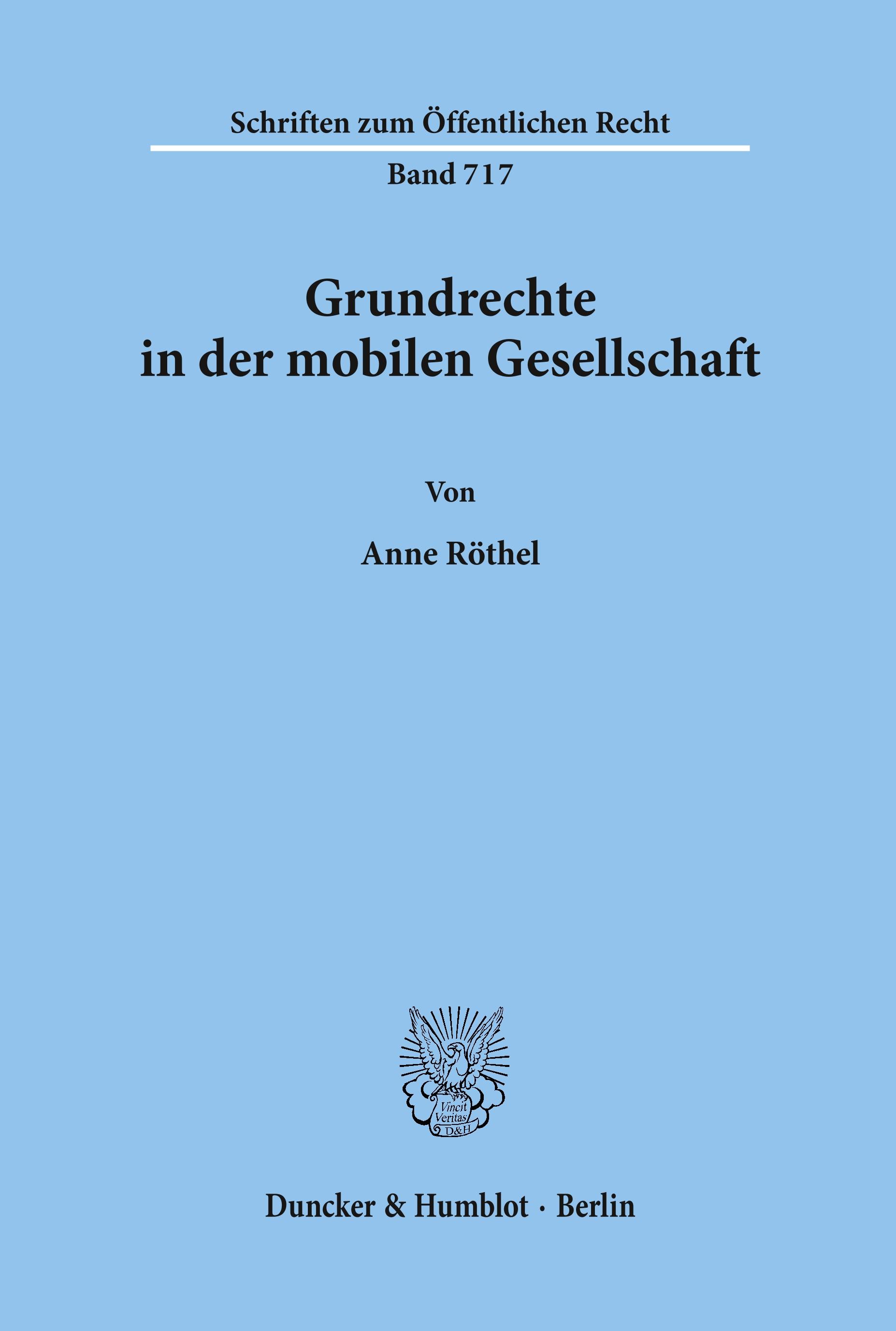 Vorderes Coverbild Grundrechte in der mobilen Gesellschaft.