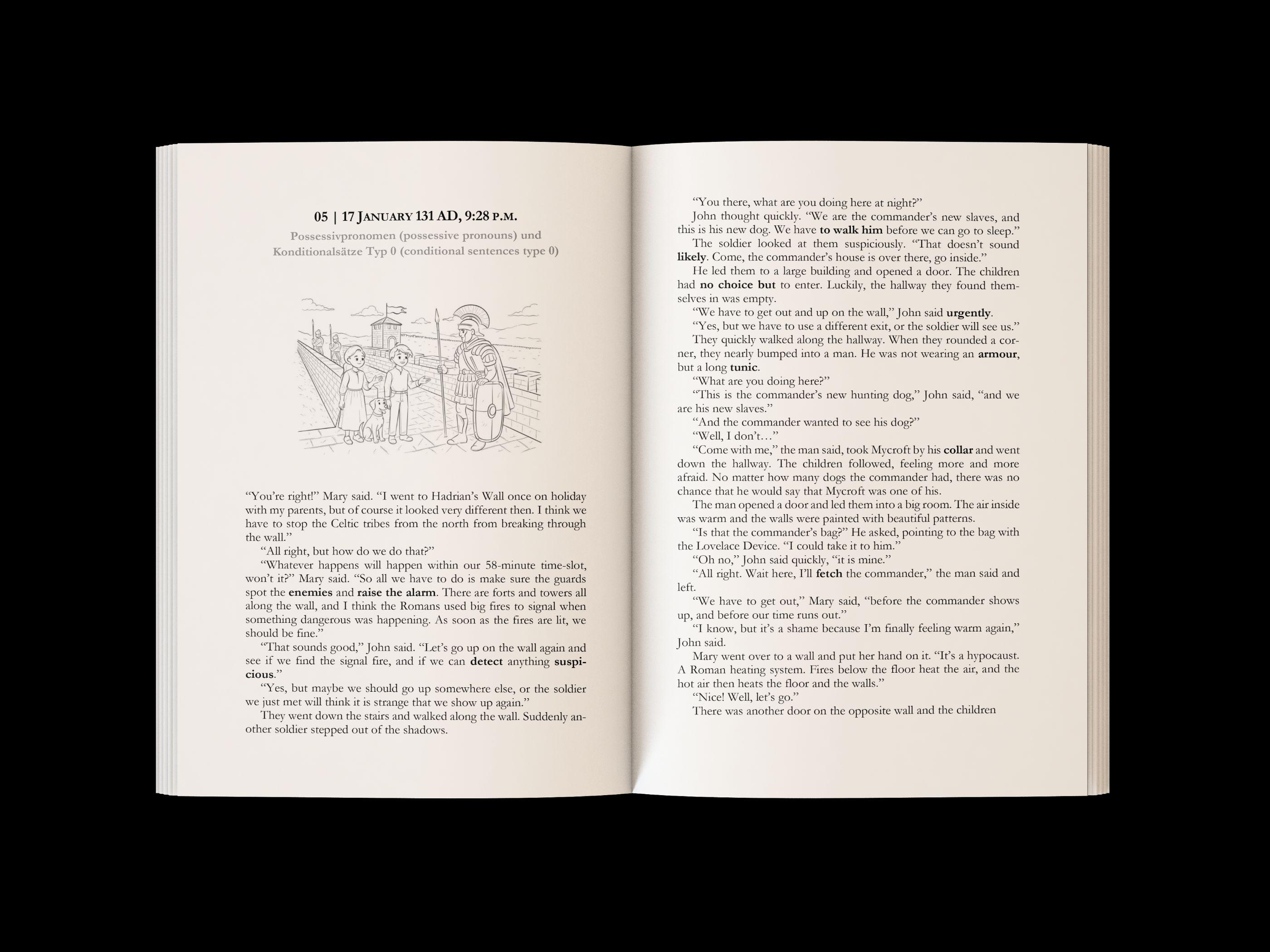 Beispielinhalt (Bild) Englisch Kurzgeschichten 7. Klasse | Mit der Zeitmaschine ins alte England | Inkl. Vokabeln, Grammatik, Übungen & Audios | Von Didaktikern entwickelt