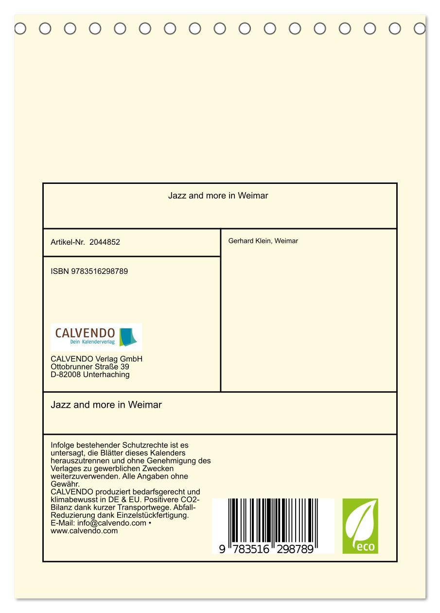 Beispielinhalt (Bild) Jazz and more in Weimar (Tischkalender 2026 DIN A5 hoch), CALVENDO Monatskalender