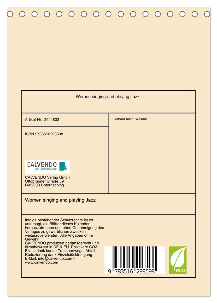Beispielinhalt (Bild) Women singing and playing Jazz (Tischkalender 2026 DIN A5 hoch), CALVENDO Monatskalender