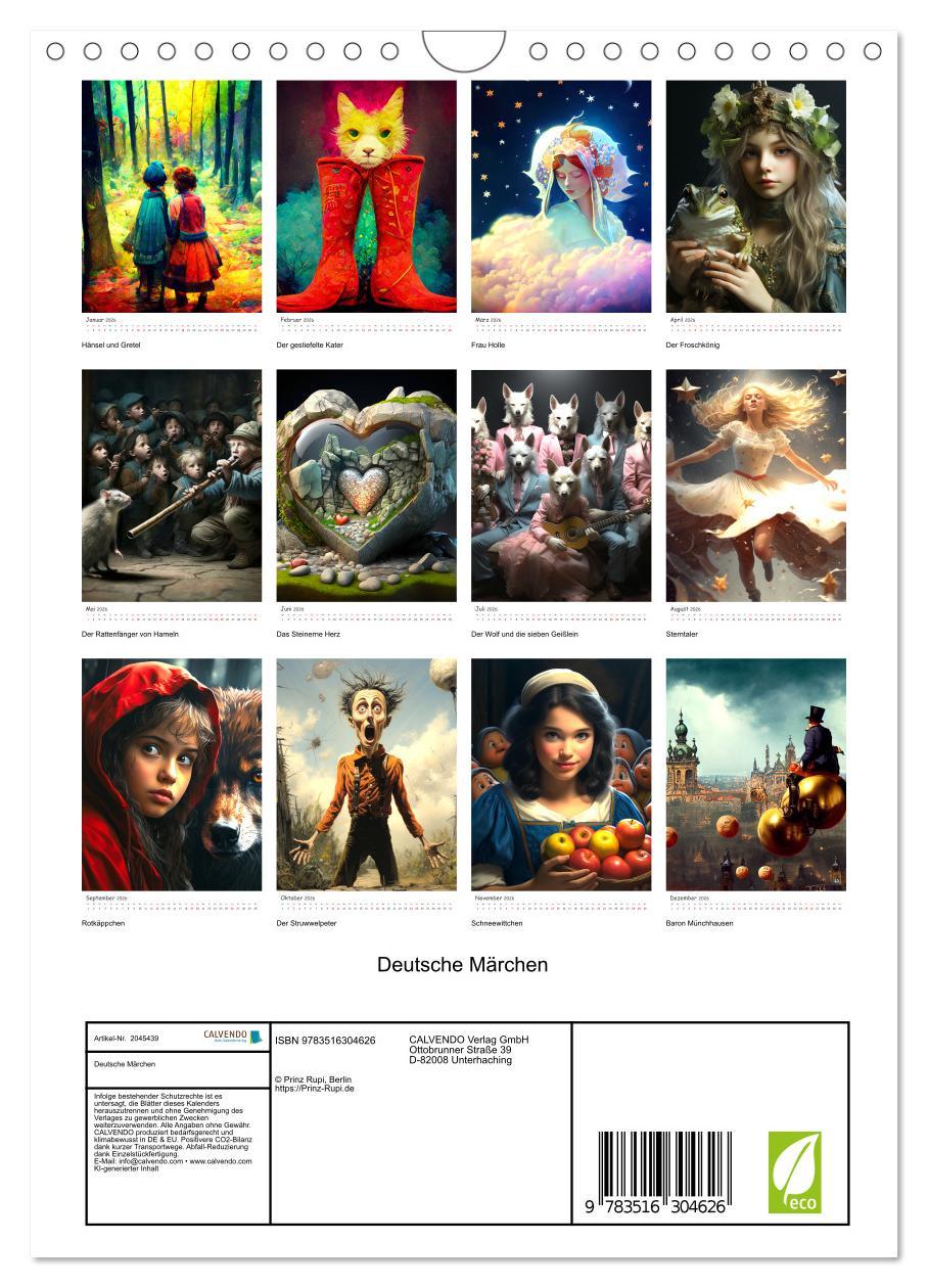 Beispielinhalt (Bild) Deutsche Märchen (Wandkalender 2026 DIN A4 hoch), CALVENDO Monatskalender
