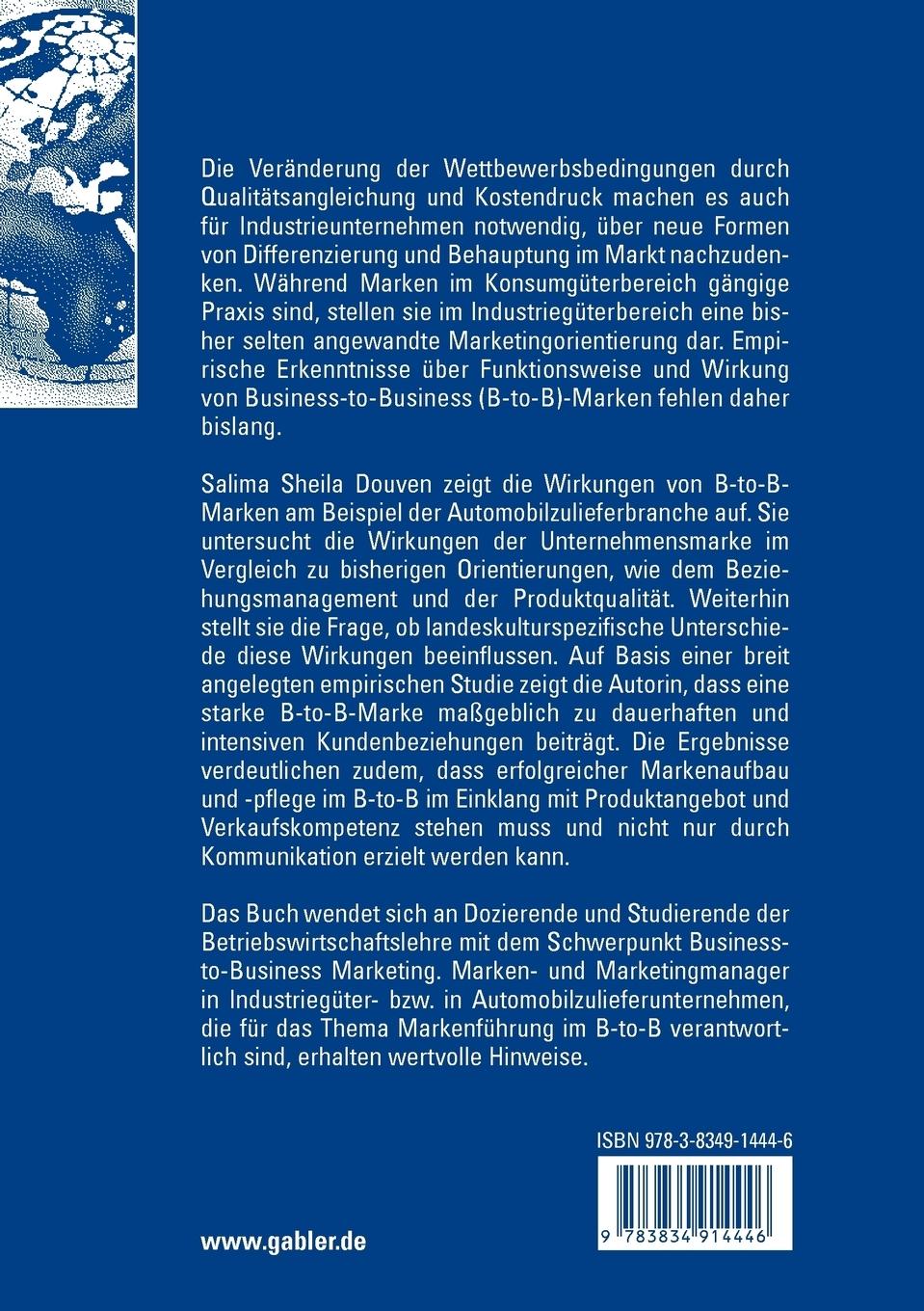 Rückseitencover Markenwirkungen in der Automobilzulieferindustrie
