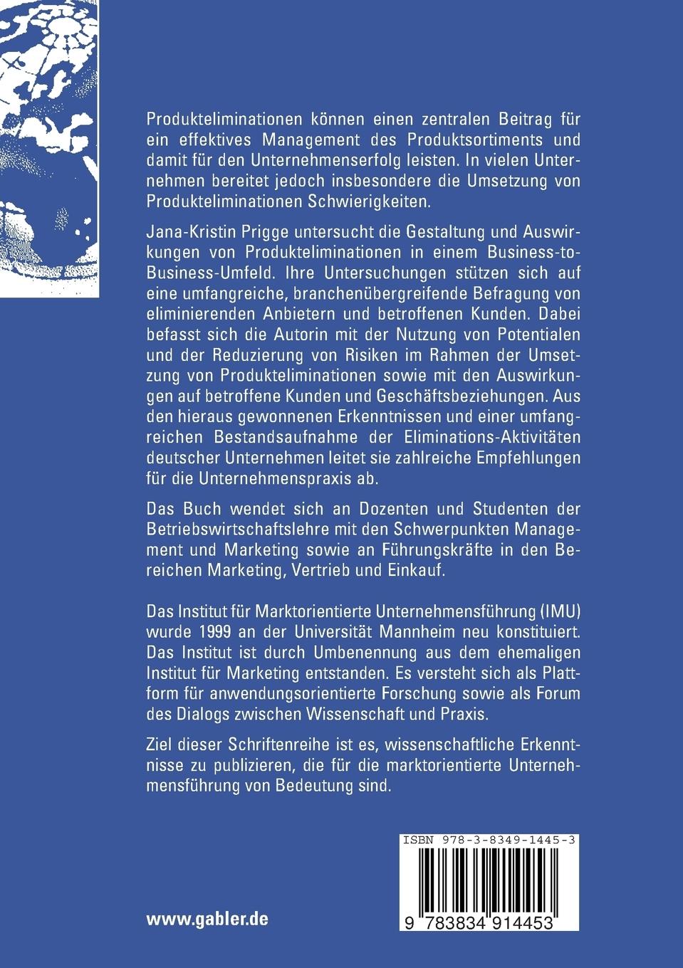 Rückseitencover Gestaltung und Auswirkungen von Produkteliminationen im Business-to-Business-Umfeld