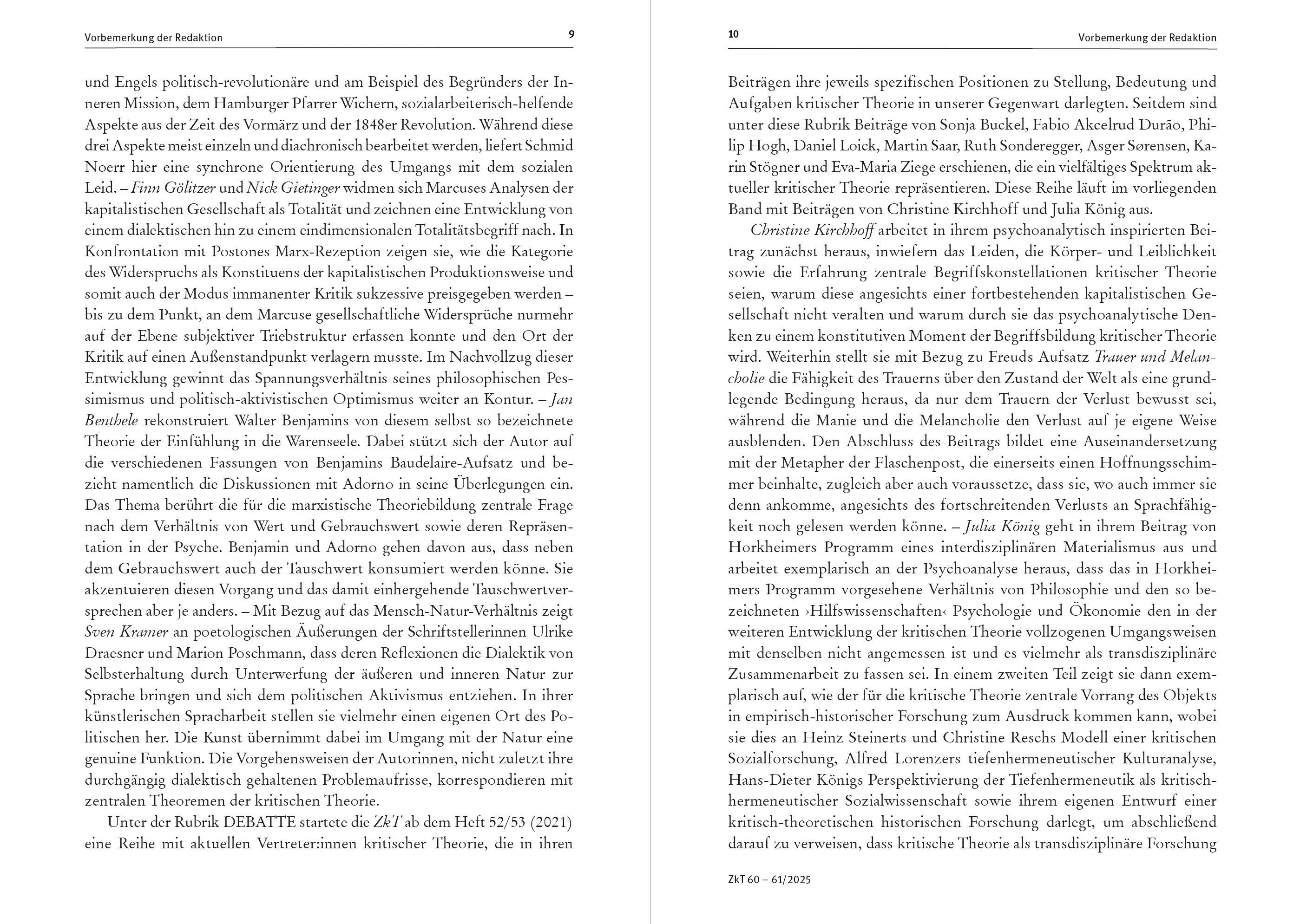 Beispielinhalt (Bild) Zeitschrift für kritische Theorie / Zeitschrift fu¿r kritische Theorie, Heft 60/61 (2025)