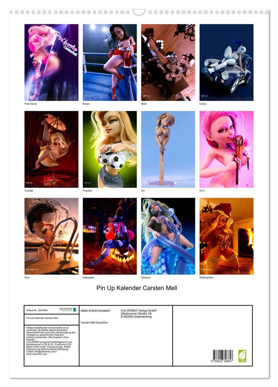 Beispielinhalt (Bild) Pin Up Kalender Carsten Mell (Wandkalender 2026 DIN A2 hoch), CALVENDO Monatskalender