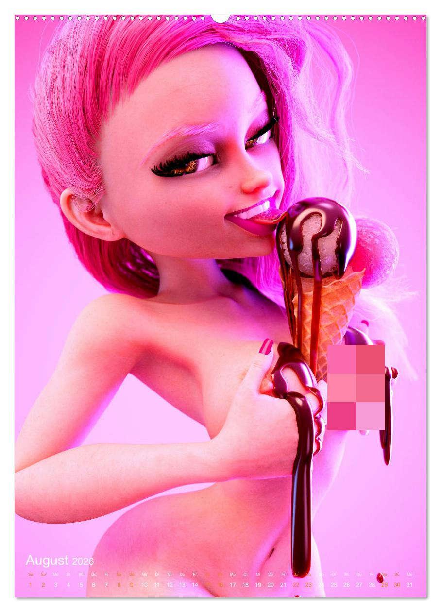 Beispielinhalt (Bild) Pin Up Kalender Carsten Mell (Wandkalender 2026 DIN A2 hoch), CALVENDO Monatskalender