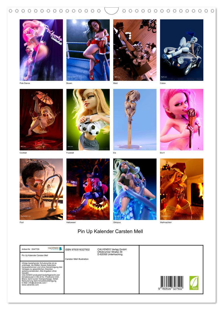 Beispielinhalt (Bild) Pin Up Kalender Carsten Mell (Wandkalender 2026 DIN A3 hoch), CALVENDO Monatskalender