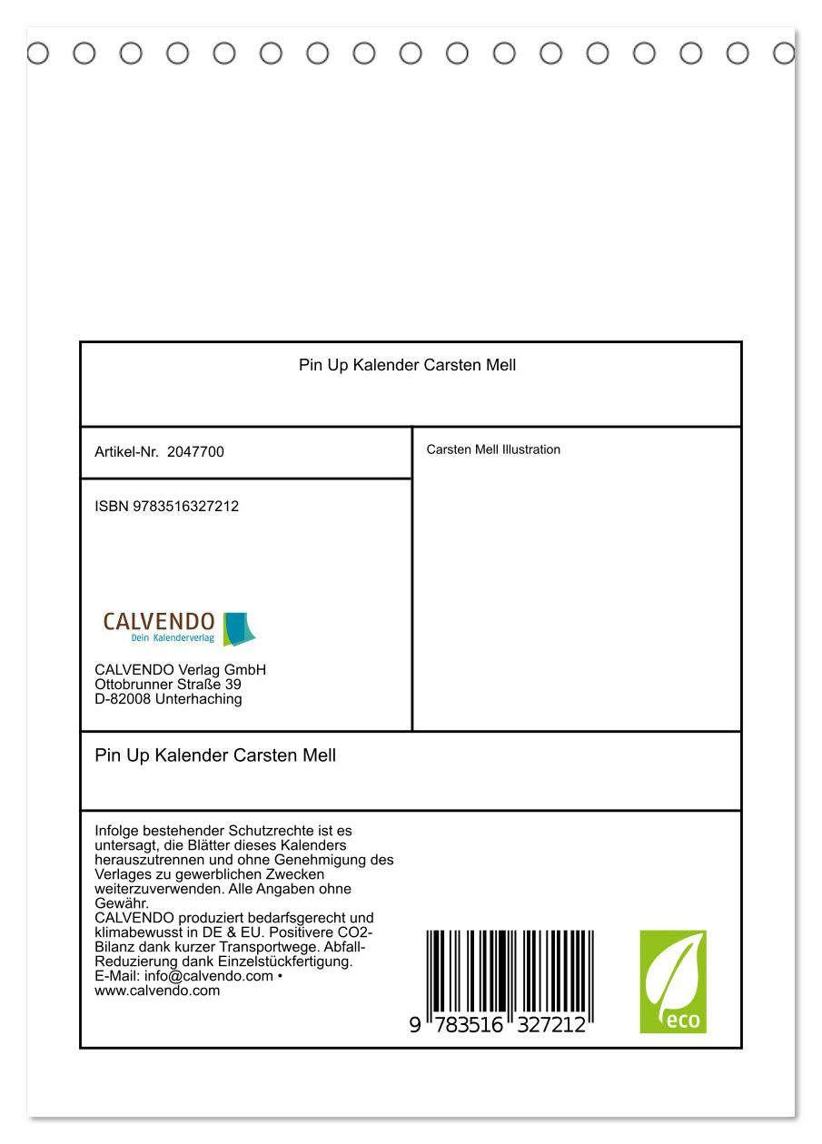 Beispielinhalt (Bild) Pin Up Kalender Carsten Mell (Tischkalender 2026 DIN A5 hoch), CALVENDO Monatskalender