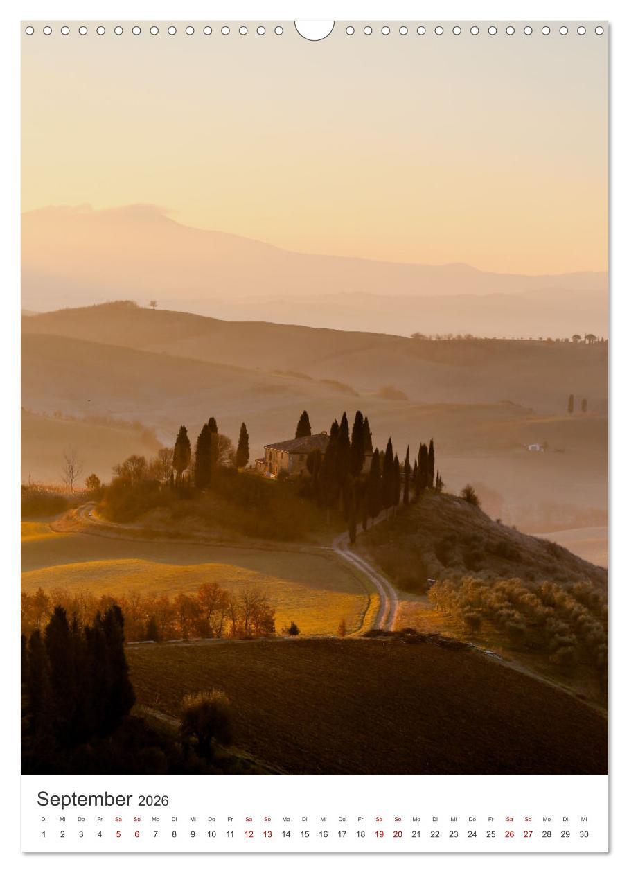 Beispielinhalt (Bild) Toskana - Sonne, Wein und Kultur (Wandkalender 2026 DIN A3 hoch), CALVENDO Monatskalender