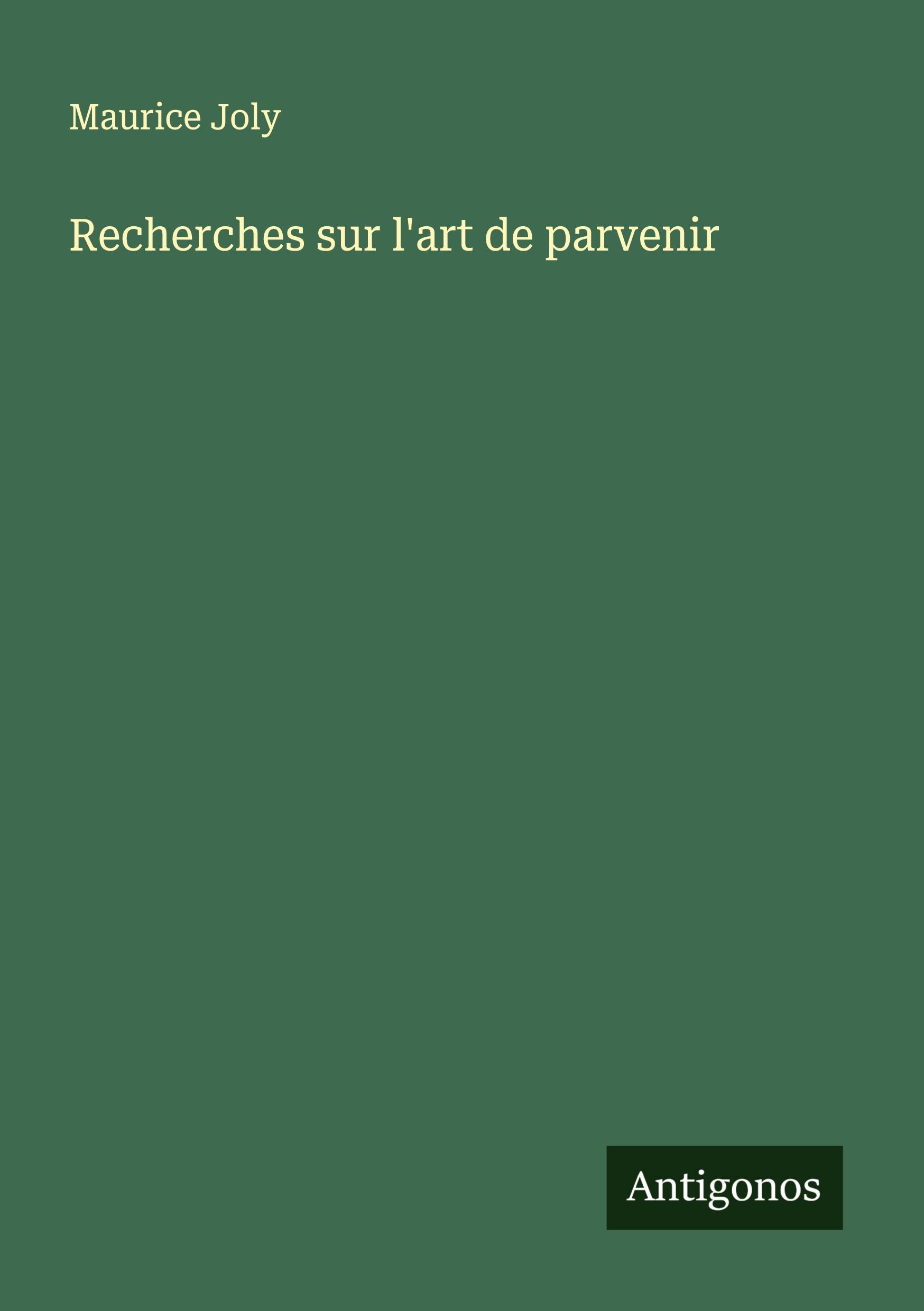 Vorderes Coverbild Recherches sur l'art de parvenir