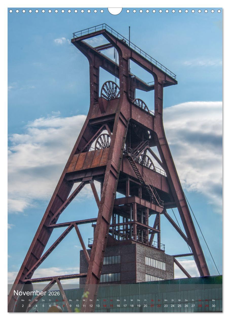 Beispielinhalt (Bild) Fördertürme im Ruhrgebiet - Skulpturen der Vergangenheit (Wandkalender 2026 DIN A3 hoch), CALVENDO Monatskalender