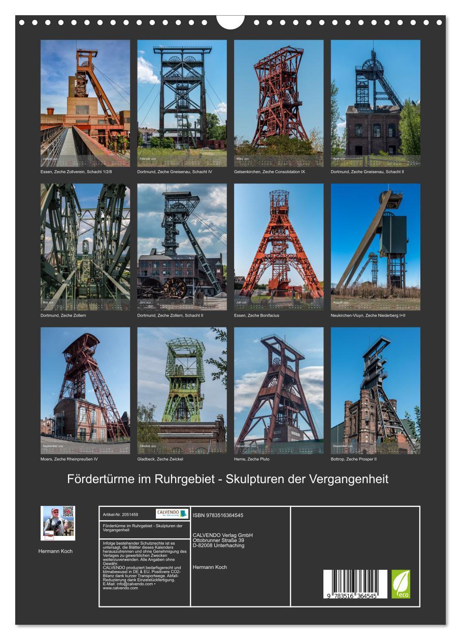 Beispielinhalt (Bild) Fördertürme im Ruhrgebiet - Skulpturen der Vergangenheit (Wandkalender 2026 DIN A3 hoch), CALVENDO Monatskalender