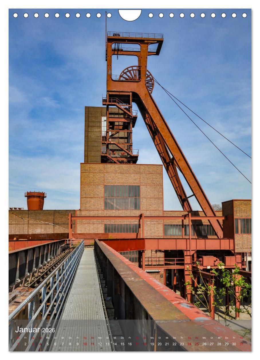 Beispielinhalt (Bild) Fördertürme im Ruhrgebiet - Skulpturen der Vergangenheit (Wandkalender 2026 DIN A4 hoch), CALVENDO Monatskalender